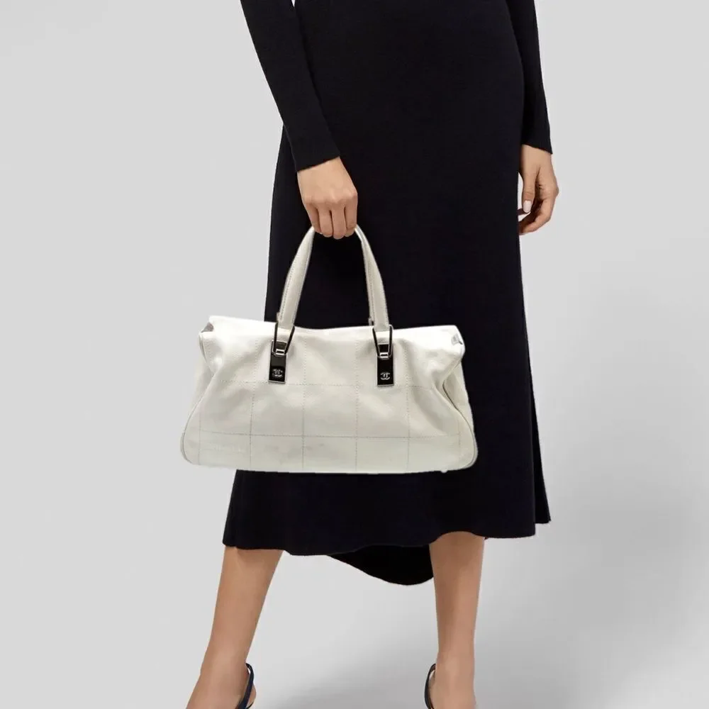 Chanel Top Handle white leather Bag